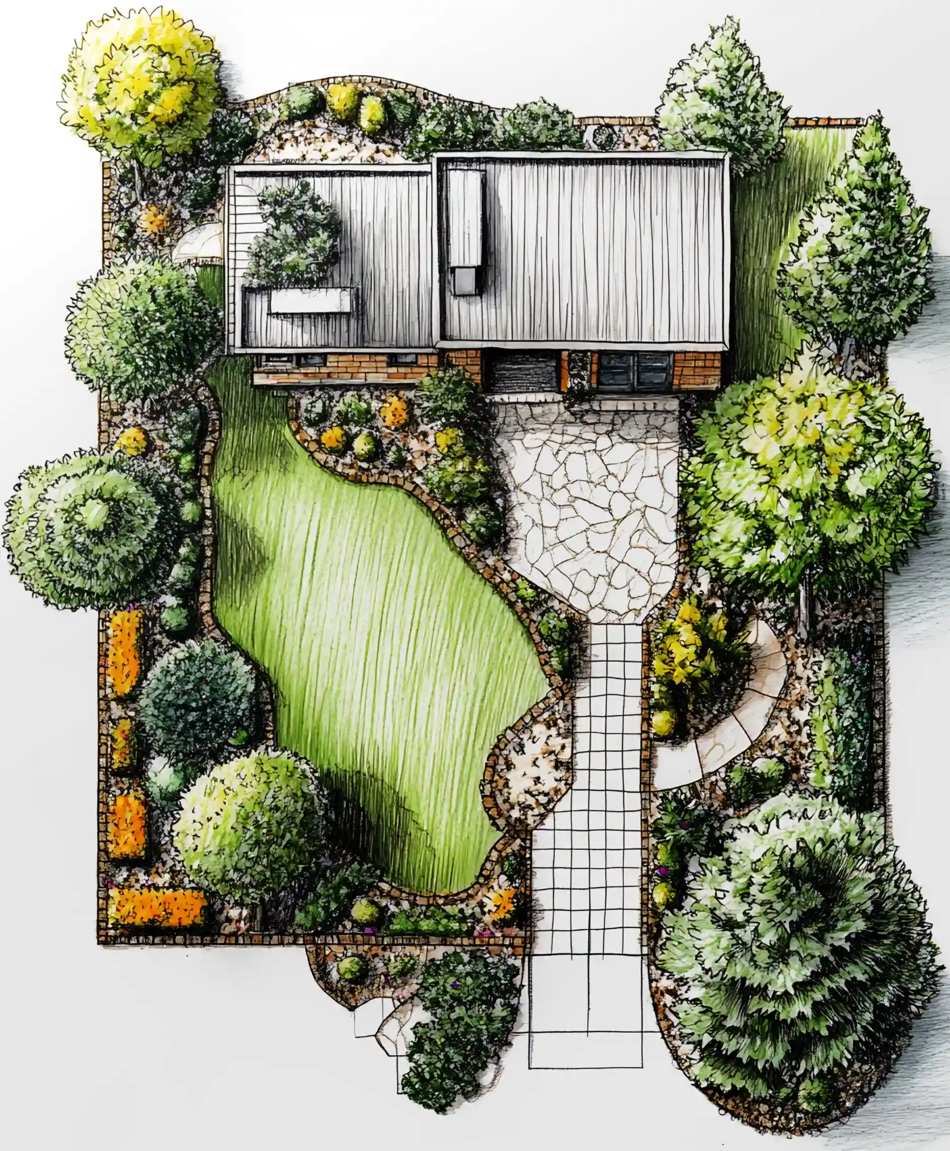 Illustration of garden design layout