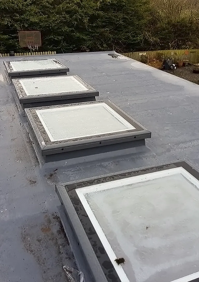 Newly built Flat roof with skylights